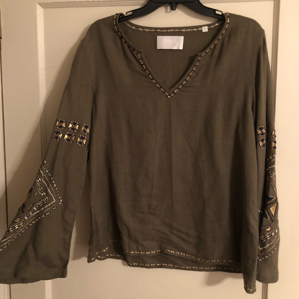 Piper beaded embroidered peasant blouse